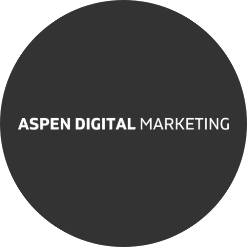 A black circle with white text in the center reads, ASPEN DIGITAL MARKETING. This emblem embodies our commitment as a leading agency, dedicated to providing top-tier digital marketing solutions.