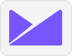 A purple geometric shape resembling an envelope with a diagonal line splitting it, set against a light gray rounded rectangle background.
