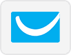 A blue rectangle with a white curved line resembling a smile, centered on a light gray background.