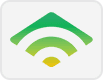 Green and yellow gradient logo resembling a stylized Wi-Fi signal or fan, with curved lines forming an upward-facing arc, set against a white rounded square background.