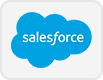 Salesforce logo with white salesforce text inside a blue cloud shape, set against a light gray background with rounded corners.
