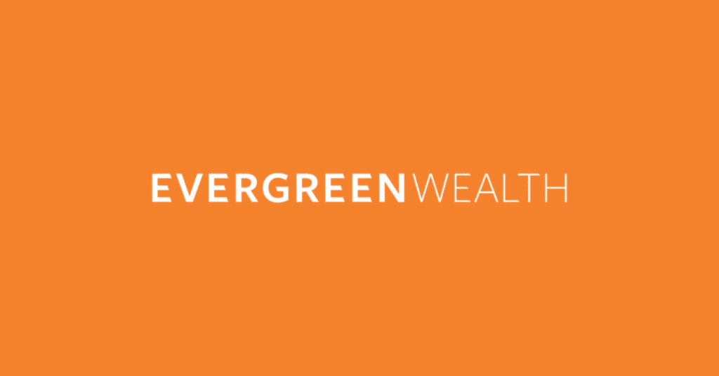 orange background with evergreen wealth logo on it